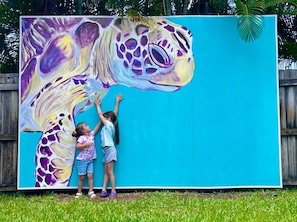 Custom, hand painted turtle mural