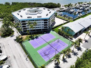 ARIEL VIEW OF THE TOWER BUILDING AND TENNIS COURTS
