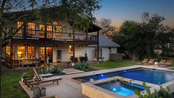 Large pool and hot tub