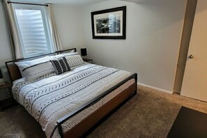 Sleep like a royal family member on the king-size bed found in the master bedroom.