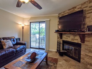 Living room with access to back deck