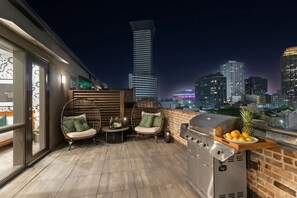 Private corner terrace with stunning views, plenty of seating and BBQ pit upon request