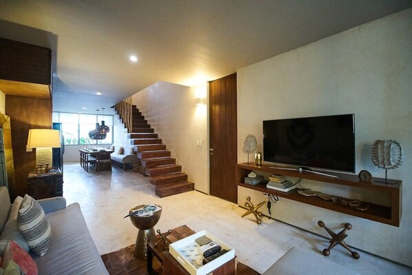 Living room with smart TV
