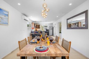 Enjoy delicious meals in this spacious and open dining area.