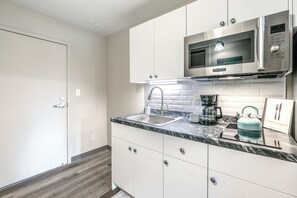 Kitchenette | Single-Story Studio | 1st-Floor Unit | Free WiFi