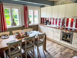 Property, Cabinetry, Furniture, Countertop, Window, Table, Sink, Wood, Kitchen, Interior Design