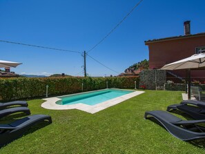 Sky, Plant, Swimming Pool, Building, Shade, Outdoor Furniture, Grass, Rectangle, Leisure, Landscape