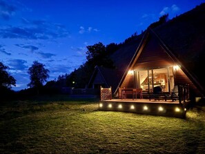 Hütte, Zuhause, Nacht, Blockhaus, Abstellgleis, Eco Hotel, Hütte, Bauernhaus, Veranda, Hartholz