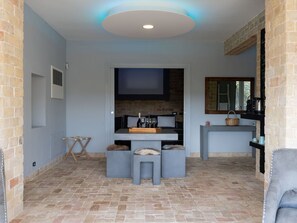 Furniture, Property, Table, Azure, Interior Design, Building, Wood, Floor, Flooring, Living Room