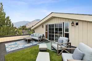 3rd level terrace facing clark fork River and Downtown Missoula.