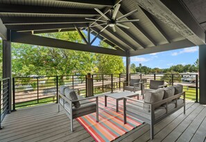 Kick back on the outdoor lounge deck, ideal for morning coffee or an evening glass of wine with a view.