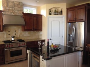 Great kitchen that is open to dining and great room.