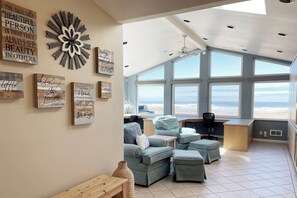 A separate living area with built in desks is great for getting a little work done!