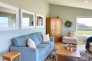 There is a tv tucked away when you want to watch a favorite show.
