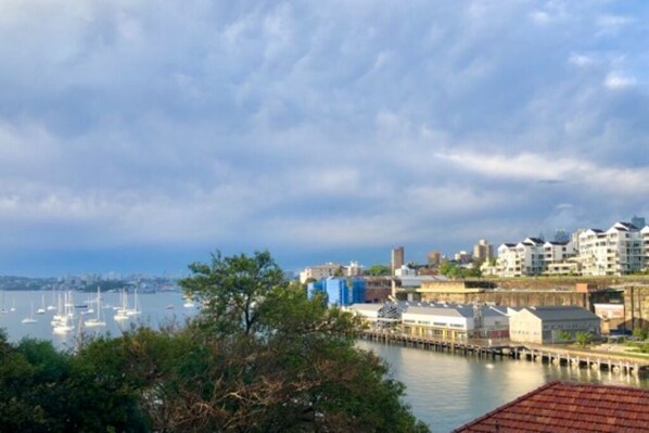 Harbour View from apartment (across to Fort Denison & HMAS Platypus)
