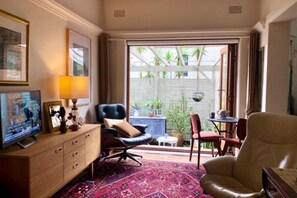 Lounge looking out to outdoor dining area