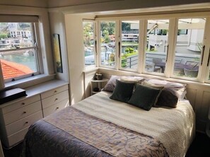 Bedroom with harbour views