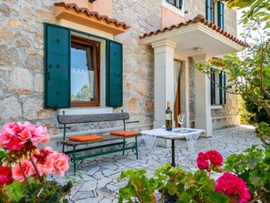 Flower, Plant, Building, Property, Window, Flowerpot, Blue, Azure, Lighting, Shade