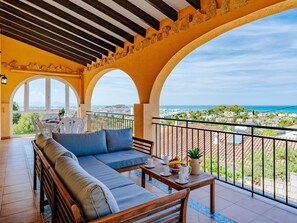 Sky, Table, Property, Furniture, Building, Plant, Chair, Window, Outdoor Table, Tableware