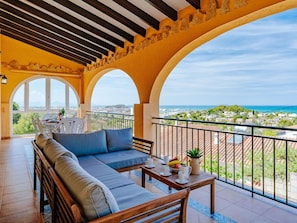 Sky, Table, Property, Furniture, Building, Plant, Chair, Window, Outdoor Table, Tableware