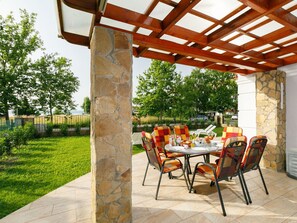 Plant, Furniture, Table, Chair, Building, Tree, Shade, Wood, Outdoor Table, Architecture