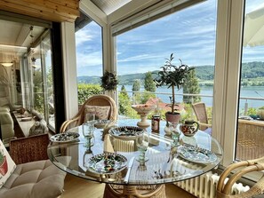 Food, Sky, Table, Tableware, Mountain, Cloud, Plant, Furniture, Green, Natural Landscape