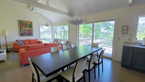 Slider off the dining area leads to the deck