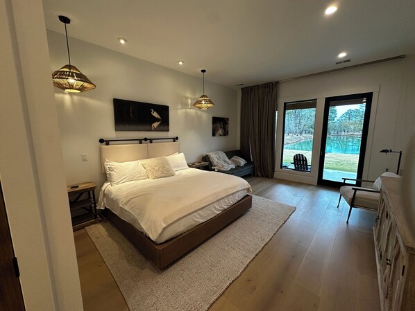 King bed and twin futon (sheets for futon provided) w extra pillows & blankets
