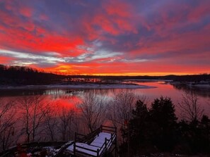 Beautiful sunrises over the lake in the mornings.