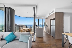 Kitchen area with water views