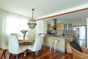 Full kitchen includes washer and dryer, coffee maker, toaster, microwave, etc.