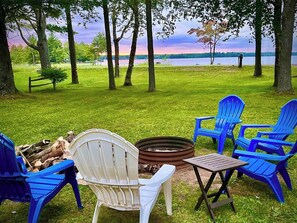 OVERALL:  Another view of the private bonfire ring with Manistee Lake in the background.