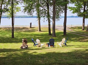 OVERALL:  The private bonfire ring with Manistee Lake in the background.