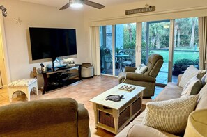 Confortable living area with big smart TV