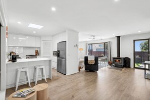 The spacious layout offers plenty of room for everyone to spread out and relax