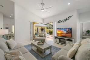 A spacious living area adjoins the spacious living and dining area
