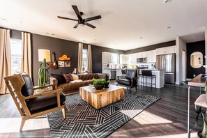 Open concept living area with ample seating