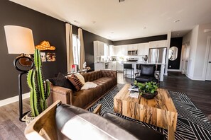 Open concept living area with ample seating