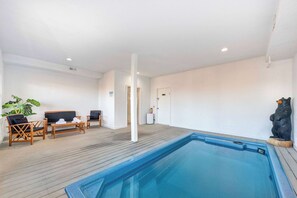 Make a splash in the sparkling lower-level indoor pool!