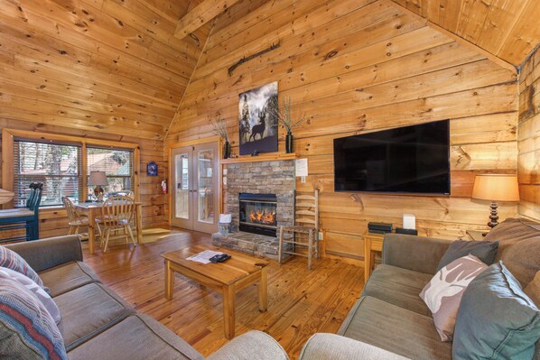 Curl up by the cozy seasonal fireplace & enjoy a movie night at home