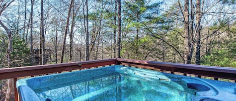 Private hot tub with a spectacular view