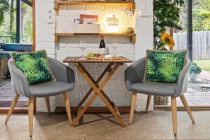 Dining table in living area. Comfortable working space if needed, with wi-fi.