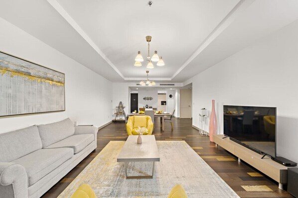 Living Room: Bright and airy space with chic decor, perfect for relaxation and gatherings!