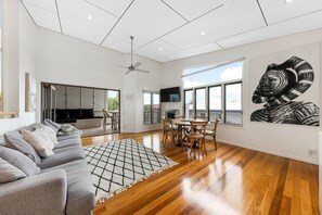 This spacious living room is great for families. 