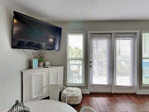 Living Area - TV and Access to Private Balcony