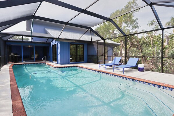 Large heated screened in private pool