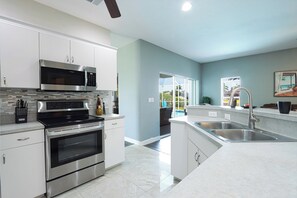 Kitchen with stainless steel appliances