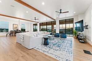 2nd Floor: entertainment living area with large screen Roku TV