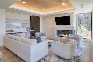 Fireplace and TV in the living room.