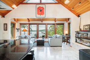 This large, open concept cottage has radiant floor heating throughout the home and custom woodwork.